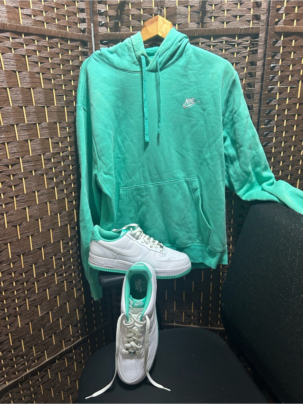 Nike mint Green Hoodie with White and mint green Nike Sneakers
